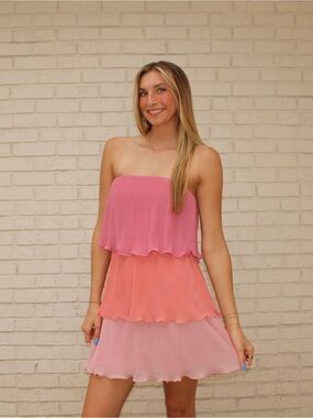 Strut & Bolt Sherbet Pleated Mini Dress Size Small